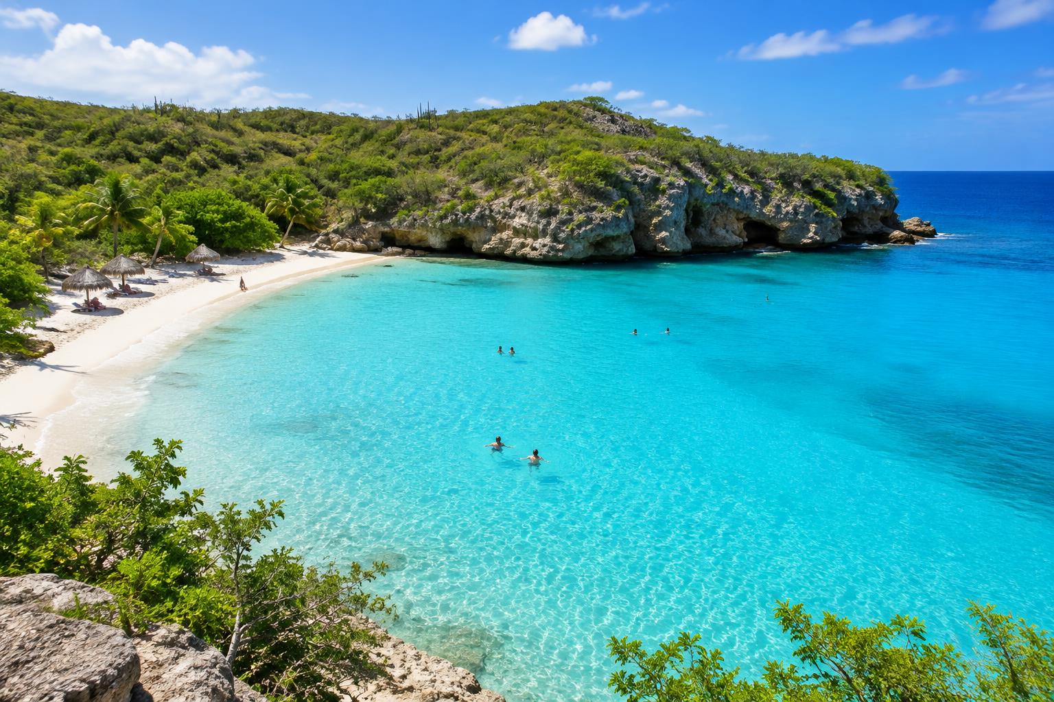 Turquoise baai op Curaçao — gegenereerd sfeerbeeld